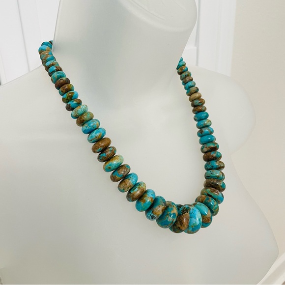 Jay King Boulder Turquoise Rondelle Bead & Sterling Silver Necklace - Picture 3 of 12
